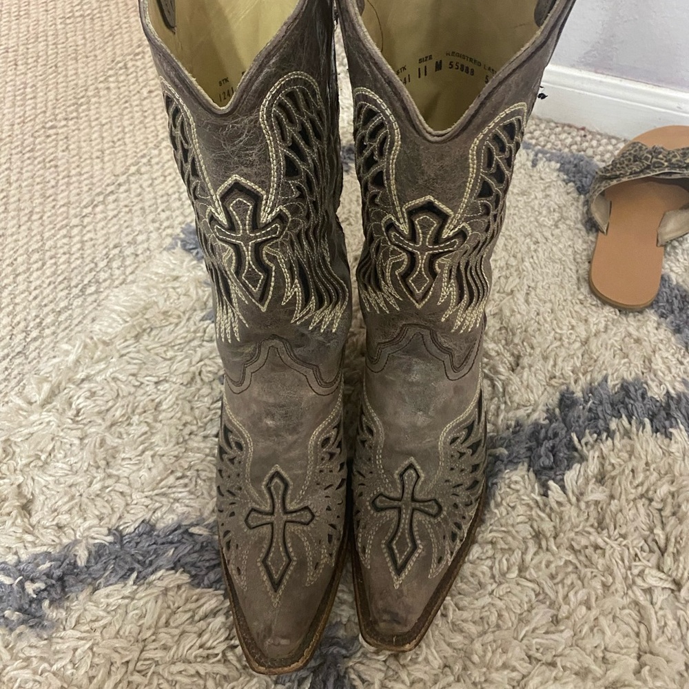 Corral Black Sequin Wing & Cross Boots